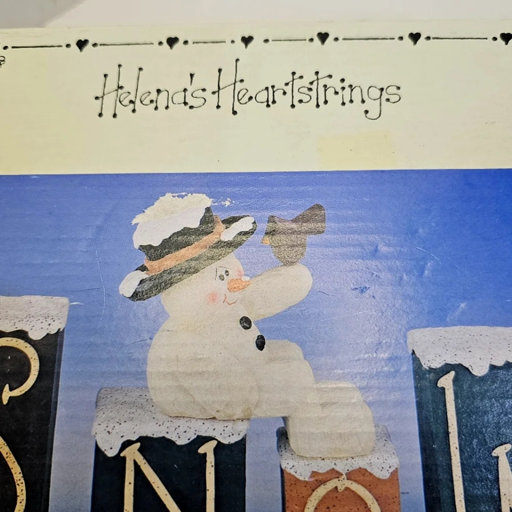Crazy Mountain Snowman & Block Letters S N O W Figurines NOEL 1997 Vtg Gift Mom